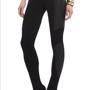 BCBG Faux Leather Panel Leggings